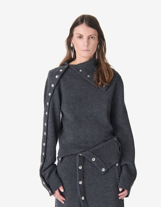 CROSS-NECK SWEATER WITH STUDS