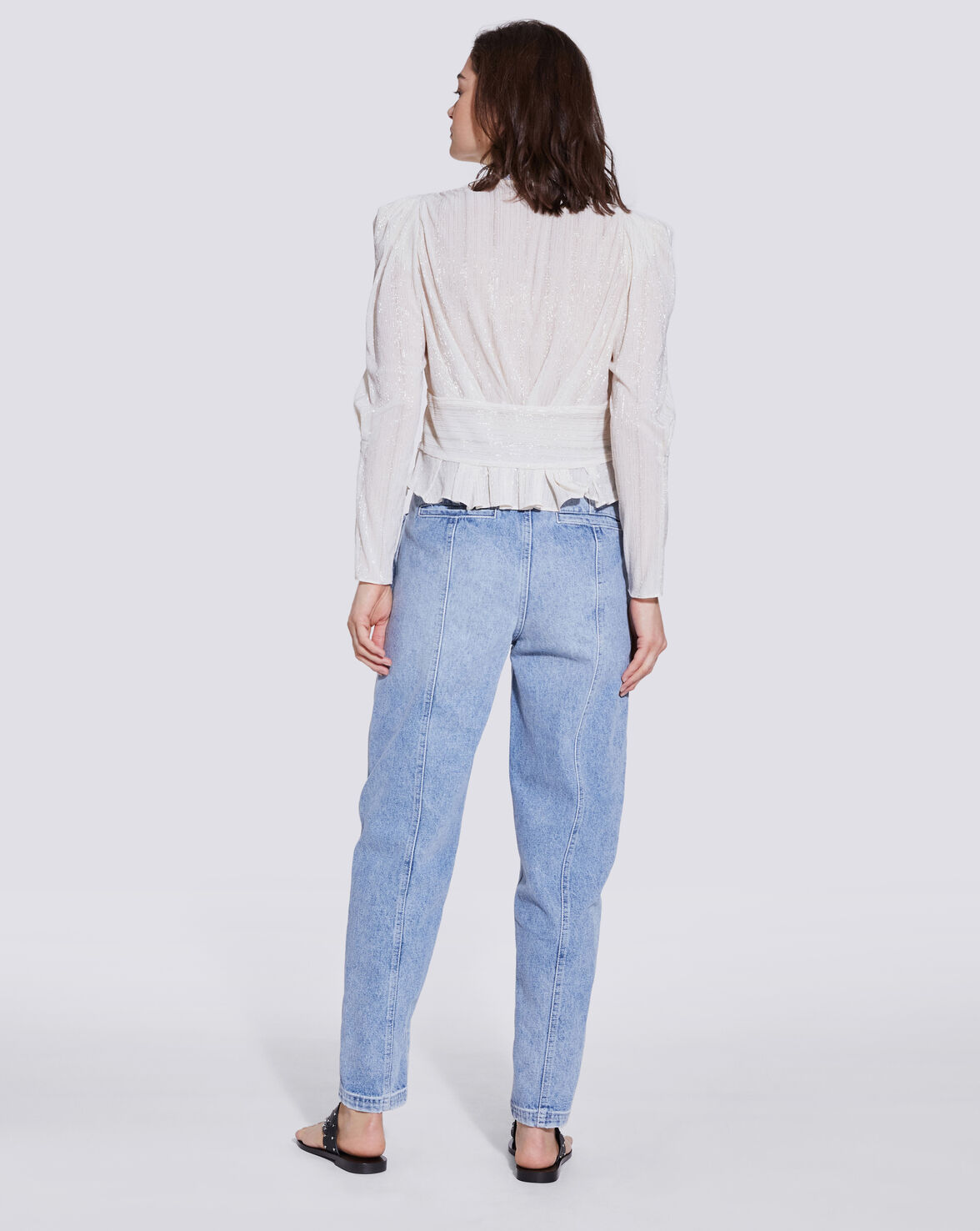 JOONO DRAPED METALLIC KNIT TOP image number null
