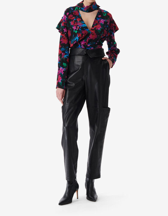 PRINTED V-NECK SILK TOP