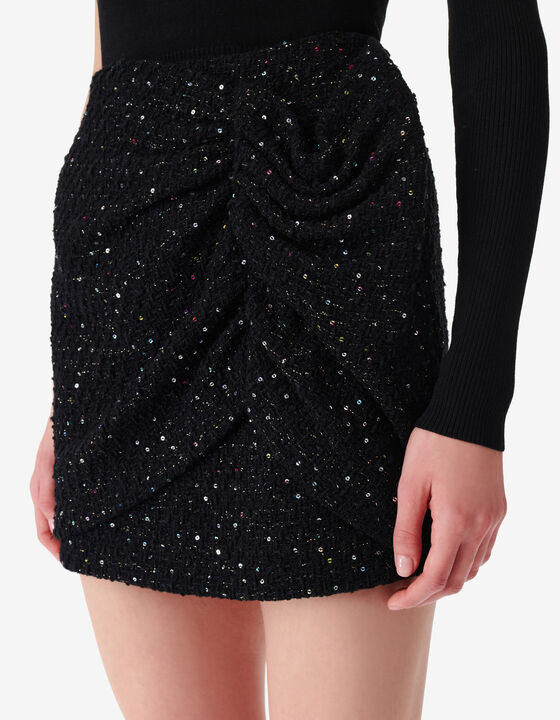 SEQUINED TWEED SKIRT
