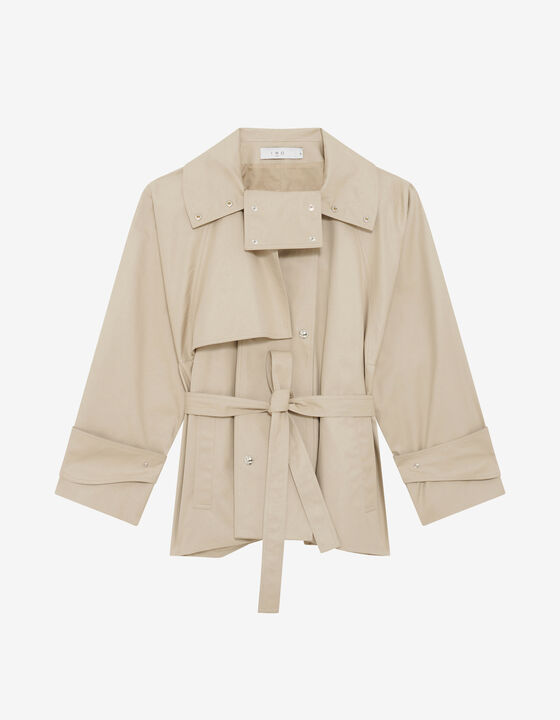 SHORT TRENCH COAT WITH TURN-UP COLLAR