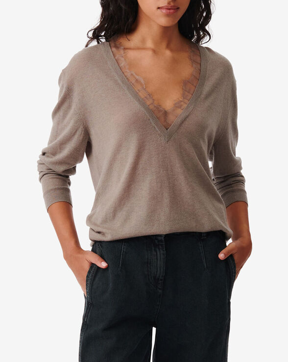 HABY LACE V-NECK SWEATER